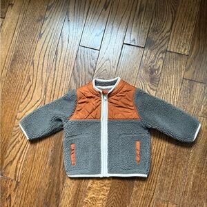 Old Navy Gray and Orange toddler boy fleece color block Jacket